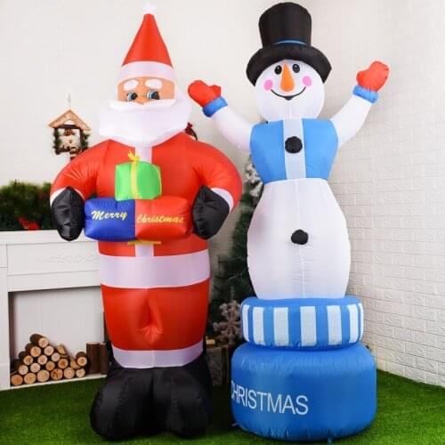 Outdoor Garden Yard Blow Up Props Inflatable LED Lights 360 degree rotation 180/210cm Christmas Santa Claus Snowman Decoration