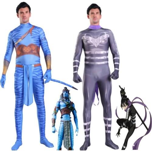 The New Avatar 2 cosplay costume kid boy 3d print spandex jack sully zentai bodysuit tail suit jumpsuit halloween party costume