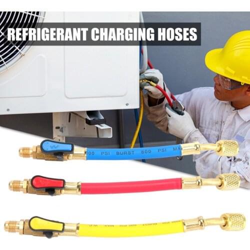 3Pcs Durable Ball Valves R410A Charging Refrigeration Hose Fitting Charging Hoses Long Lasting for Manifold Gauge