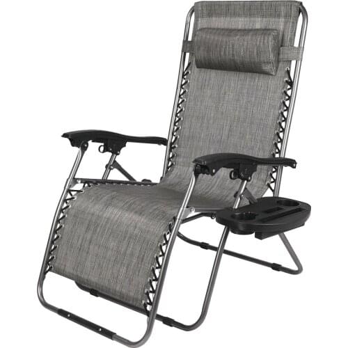 Zero Gravity Lounge Chair Widened Folding Chair Leisure Chair Gray for Backyard Beach Sporting Events