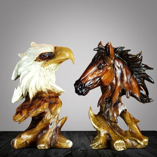 Resinous hanging creative horse retro animal head pendant household bar decoration Horsehead tiger wolf Eagle sculpture