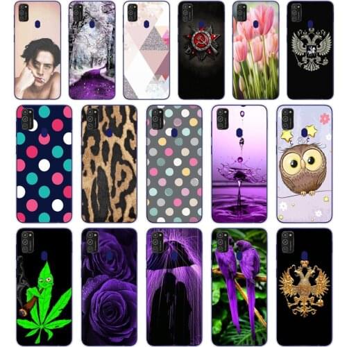 B For Samsung M21 Case 6.4 inch Silicone Soft Back Cover For Samsung Galaxy M21 Case TPU Coque for Samsung M 21 Bumper Bag