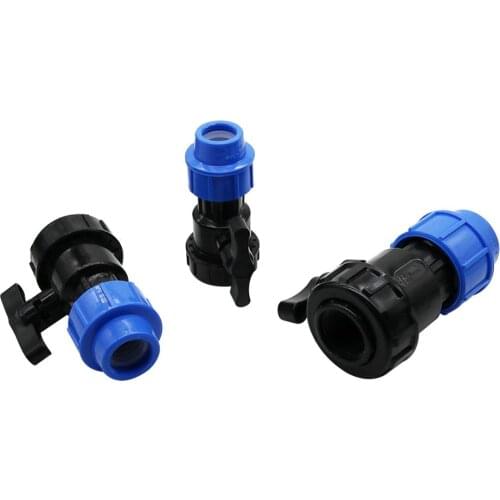 DN20 DN25 DN32 to 1/2" 3/4" 1" Female Thread PE Waterstop Valve Garden Irrigation System Pipe Tube Hose Connection Quick Joint
