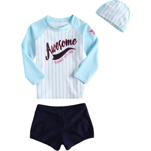 Vivo-Biniya Lycra Dive Skin Kids Swimming Suit Rash Guard Long Sleeve Shirt Swim Trunks Boys Girls UPF50+ UV Protection Set of 3