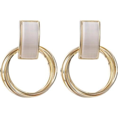 ONYSS 2021 Women Trend Earrings Luxury Acrylic Hoops Shape Fashion Piercing Stainless Steel statement Jewelry Drop Earrings