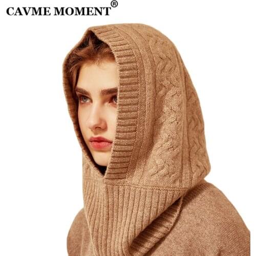 CAVME Winter Cashmere Skullies Beanies Hats Caps for Women Men Ladies Khaki Solid Color Knitted Hat Cap 99% Cashmere 156g