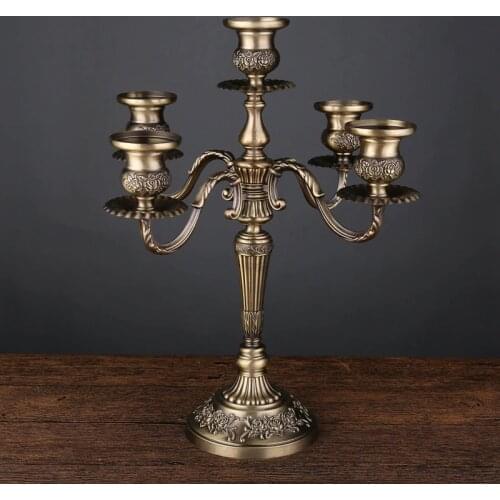 Europen 3arm 5 arm bronze color metal candle holders gold candlestick chandelier bougeoir sur pied for home decoration ZT019