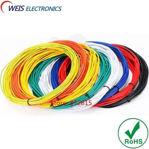 10meters UL1007 # 22 22AWG PVC electronic line cable copper wire 300V 17/0.12TS RED GREEN BLUE WHITE BLACK YELLOW ORANGE PURPLE