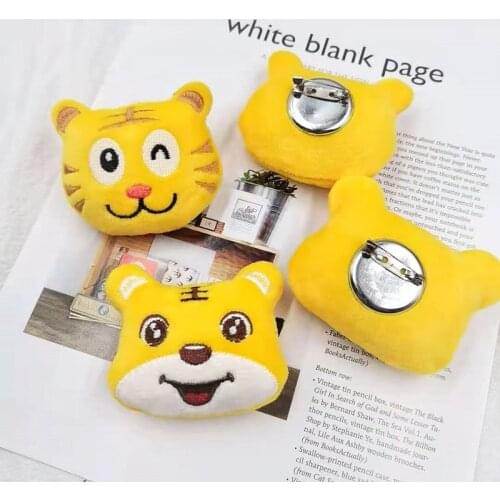 10PCS/Lot 7.5*6CM Cartoon Plush Doll Tiger Patches Applique Crafts For Girl Garment Accessories And Bag Decoration