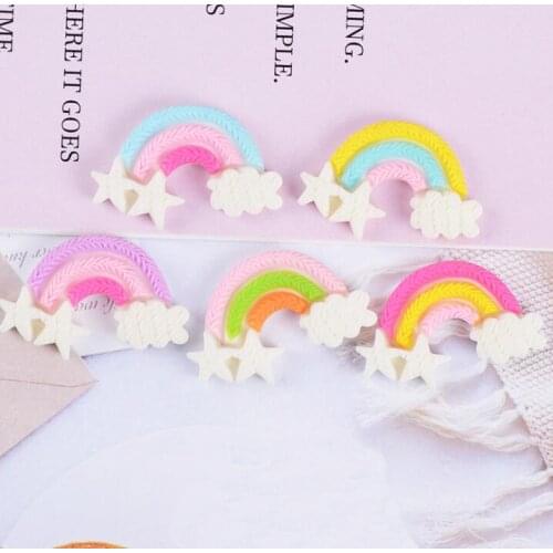 20pcs/lot Simulation rainbow Flatback Resin Cabochon Scrapbooking Craft DIY Fit Phone Decoration Hair Accessories