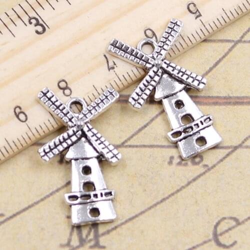 20pcs Charms Windmill Winnower 37x16mm Tibetan Silver Color Pendants Antique Jewelry Making DIY Handmade Craft