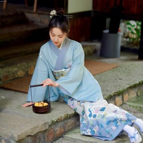 2021 girls japanese style japanese traditional cotton kimono cosplay kimono kawaii japan yukata kimono flowers kimono dress