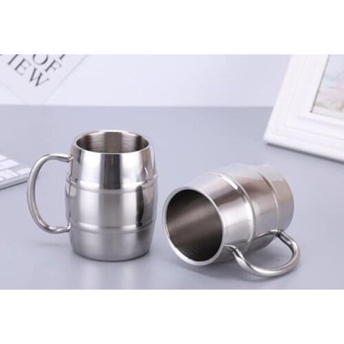 300ml Travel Mug Double Wall Stainless Steel Cup Mug Outdoor Camping Portable Tea Coffee Beer Cup With Handle