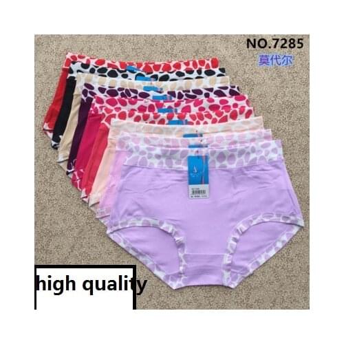 6Pcs/pack Plus size womens large underwear bamboo fiber briefs dot print Mid-Rise ladys lingerie Multi-colors XXL