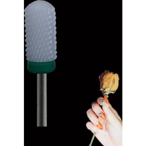 White Ceramic Nail Drill Bit - Large Smooth Top Bit - C