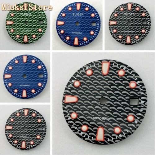 Bliger 28.5mm black blue green watch dial fit ETA2836/2824 Miyota 8205 8215 821A Mingzhu DG2813/3804 movement