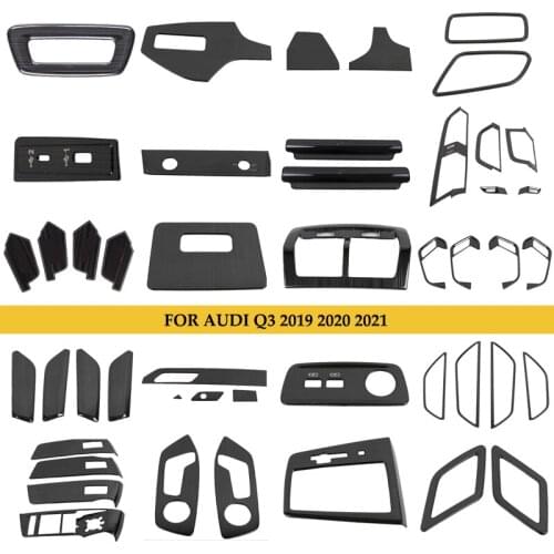 Black Stainless Steel Center Console Frame Decoration Cover Trim For Audi Q3 2019 2020 2021 Car Styling Interior Accessories