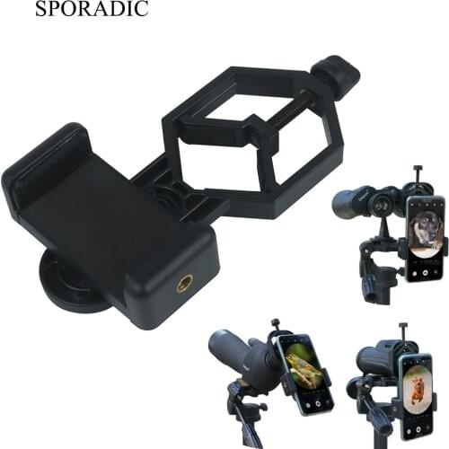 Black Adjustable Telescope Smart Cellphone Adapter Support Mount Spotting Scope Telescope Clip Bracket Phone Stand Holder