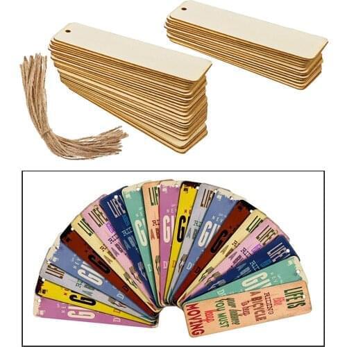 36pieces Rectangle Wood Crafts DIY Blank ing Gift Tags Ornaments with Ropes Wedding Birthday Party Decoration