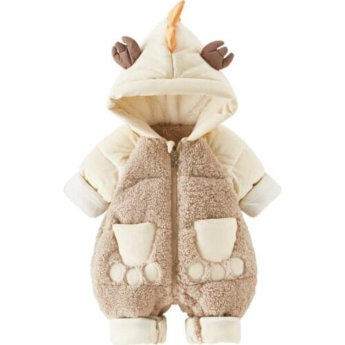 Baby onesies thickened winter clothes for boys and girls baby romper newborn plus fluff sweater winter cotton romper