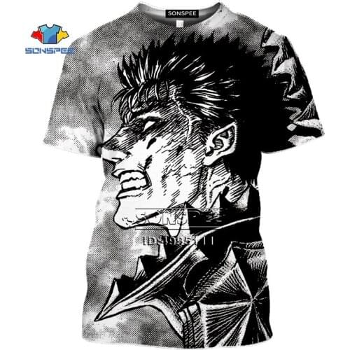 SONSPEE Berserker Guts Casca Manga T shirt Men 3D Print T-Shirts Women Summer Tshirt Harajuku Casual Hip Hop Tee Tops Shirts