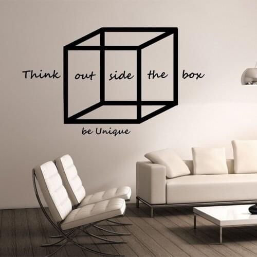 Geometric Wall Decal Think outside the box design Mural School Science Education Wall Art Office Poster Vinyl Wall Stickers A393