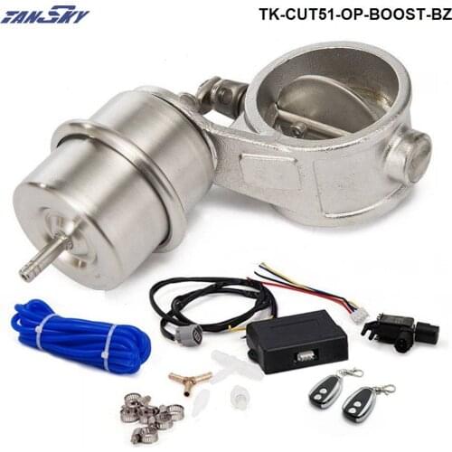 Exhaust Control Valve Set Cutout 2" 51mm Pipe Opend With Boost Actuator with Wireless Remote Controller Set TK-CUT51-OP-BOOST-BZ