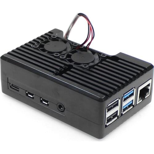 Raspberry Pi 4 Model B Aluminum Case Box Black Enclosure With Dual Fan Passive Cooling Heat Sink For Raspberry Pi 4B
