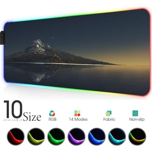 Landscape sea RGB Mouse Pad Black Gamer Accessories Large LED MousePad Gaming Desk Mat PC Desk Play Mat with Backlit customize
