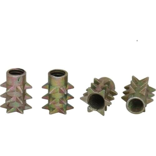 M4 M6 M4*10 M4x10 M6*10 M6x10 Zinc Alloy Woodworkig Drived Thread Insert Connect Rivet Spiked Furniture Link Nut