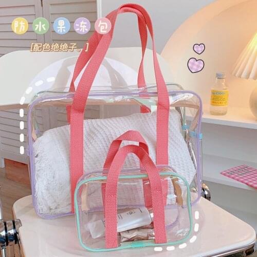 Sweet wind shopping bag large capacity jelly new ladies portable casual bag transparent jelly tote bag student