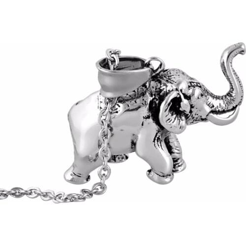 Fashion Vintage 3D Stainless Steel 316L Casual Elephant Pendant Jewelry Punk Cute Animal Quality Unisex Necklace PS014