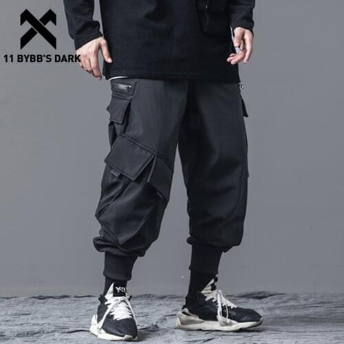11 BYBBS DARK 2020 Hip Hop Function Cargo Pants Man Streetwear Multi Pockets Fleece Pants Harajuku Joggers Men Trousers Black