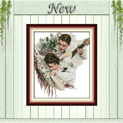 Tweedle young girl and boy,counted printed on canvas DMC 14CT 11CT Cross Stitch kit,embroidery needlework Sets,lovers Home Decor