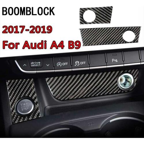 Carbon Fiber Car Engine Start Stop Ignition Panel Cover Trim Key Ring Sticker Accessories Interior for Audi a4 b9 2017 2018 2019