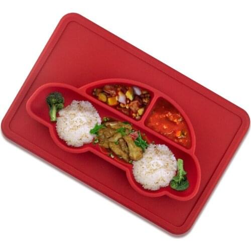 Non-Slip One-Piece Separated Plate Convenient Children Food Grade Silicone Square plate