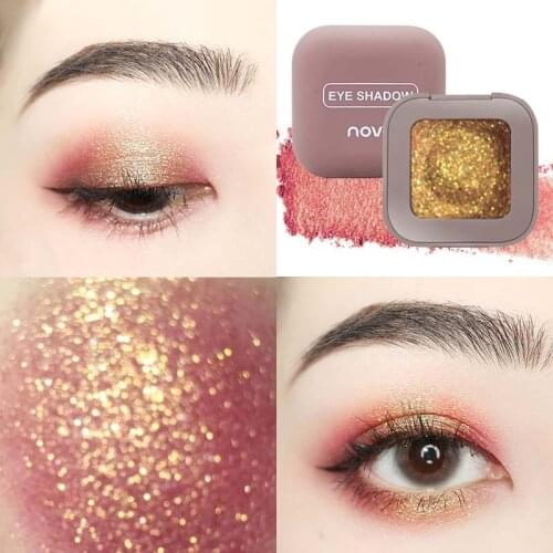 Novo glitter eyeshadow gel palette sing color earth nude gold brown cream waterproof long lasting metallic eyeshadow cream BN167