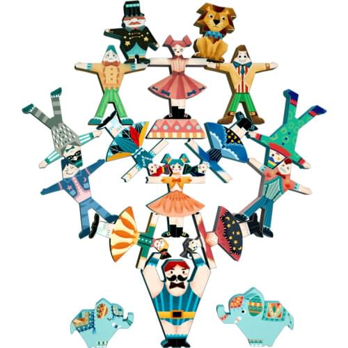 New Colorful Circus Stacking Game Block Balance Play Game Elephant Animal Acrobat Brain Development Bricks Toys for Kids Gift