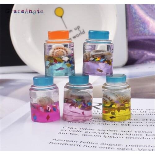 10pcs drifting bottle Charms Resin flatback Accessories Handamde Brooch pins Shell Couch In bottle Keychain DIY Crafts Christmas