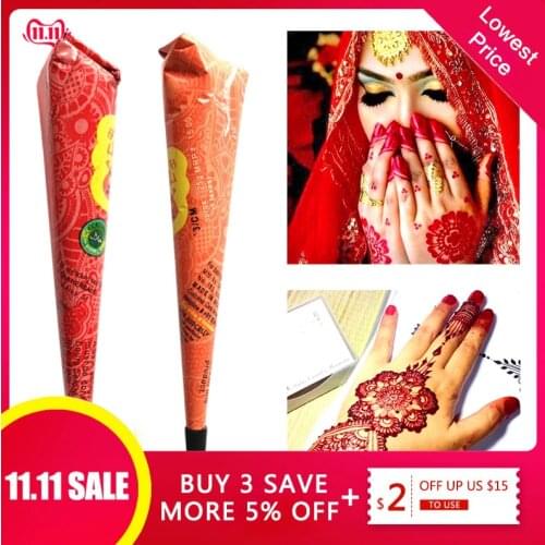 Drop Ship Indian Henna Paste Temporary Tattoo Waterproof Body Paint hena Art Cream Cone For Stencil Mehndi Body Art TSLM2
