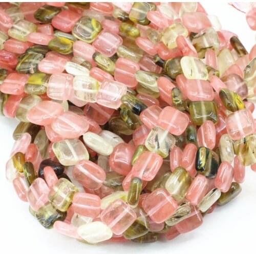 Multicolor stone watermelon faux tourmaline crystal 9 shapes square rectangle abacus rice coin loose beads 15inch B488