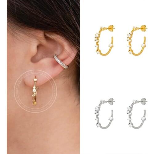 Korean Style Crystal Stud Earrings 925 Sterling Silver Ear Needle CZ Exquisite Fashion Earrings For Women Elegant Birthday Gift