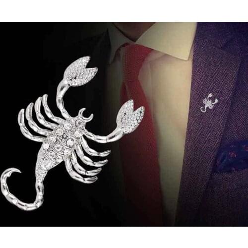 Rhinestone Scorpion Animal Design Pin Brooch Charms Jewelry Badge Costume Party Ornaments Fashion Jewelry or Man