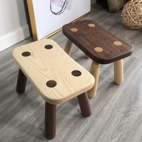 Мебель для дома стул Full Solid Wood Contracted Walnut Ash Wooden Small Stool Household Furniture Childrens Stools Creative INS