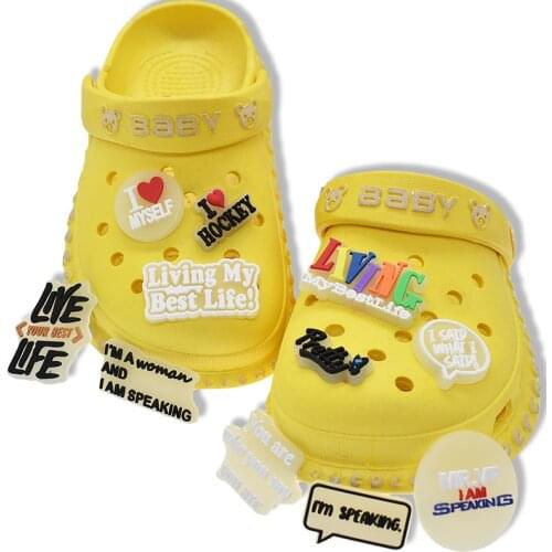 Glowing Shoe Charms Popular Phrases Jibz Glowing Croc Charms Accessories Light Up Shoe Decorations Kids Gift