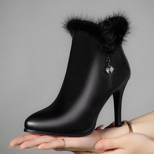 Women genuine leather platform pointed toe pumps ladies thin heels work shoes bride wedding shoes