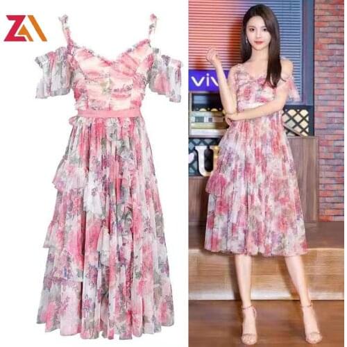 ZALady designer runway dress with floral pattern elegant summer ruffles sexy traf goblincore fairycone zevity midi dresses women