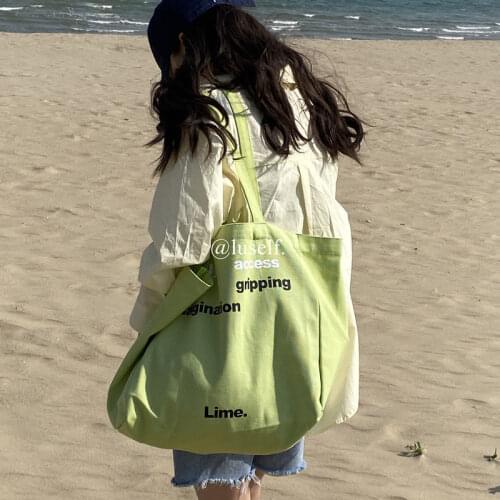 Womens Canvas Shoulder Bag Green Embroidered Ladies Casual Handbag Totes Reusable Large Capacity Cotton Shopping Beach Bag