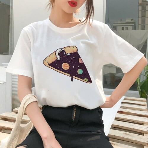 Pizza Universe Womens T Shirts Cartoon Y2k Streetwear Short Sleeve Vogue Wholesale Shirts Comfy Modern Clothing Tumblr Mujer