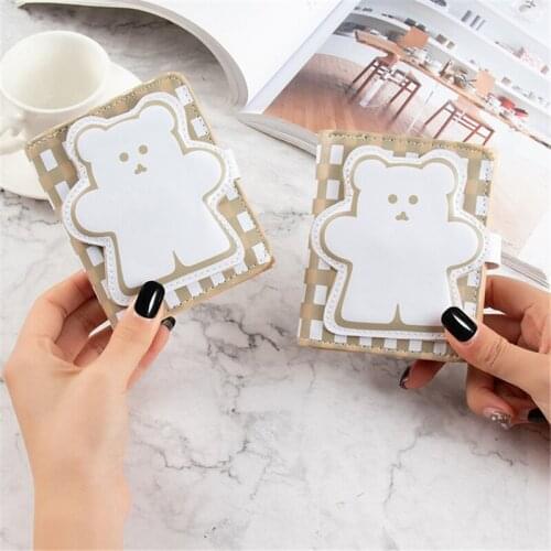 Wallets For Women Three Fold Cute Cartoon Bear Female Pu Leather Hasp Coin Purses Ladies New Multifunction Card Holder